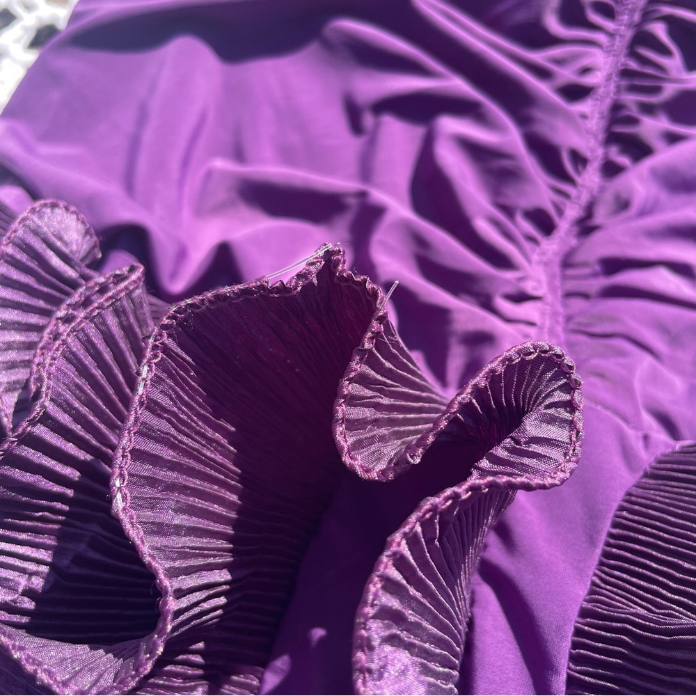 NWT Y2K Goddess London Strapless Ruched Purple Ruffle Bottom Fairycore Dress M - Picture 6 of 8
